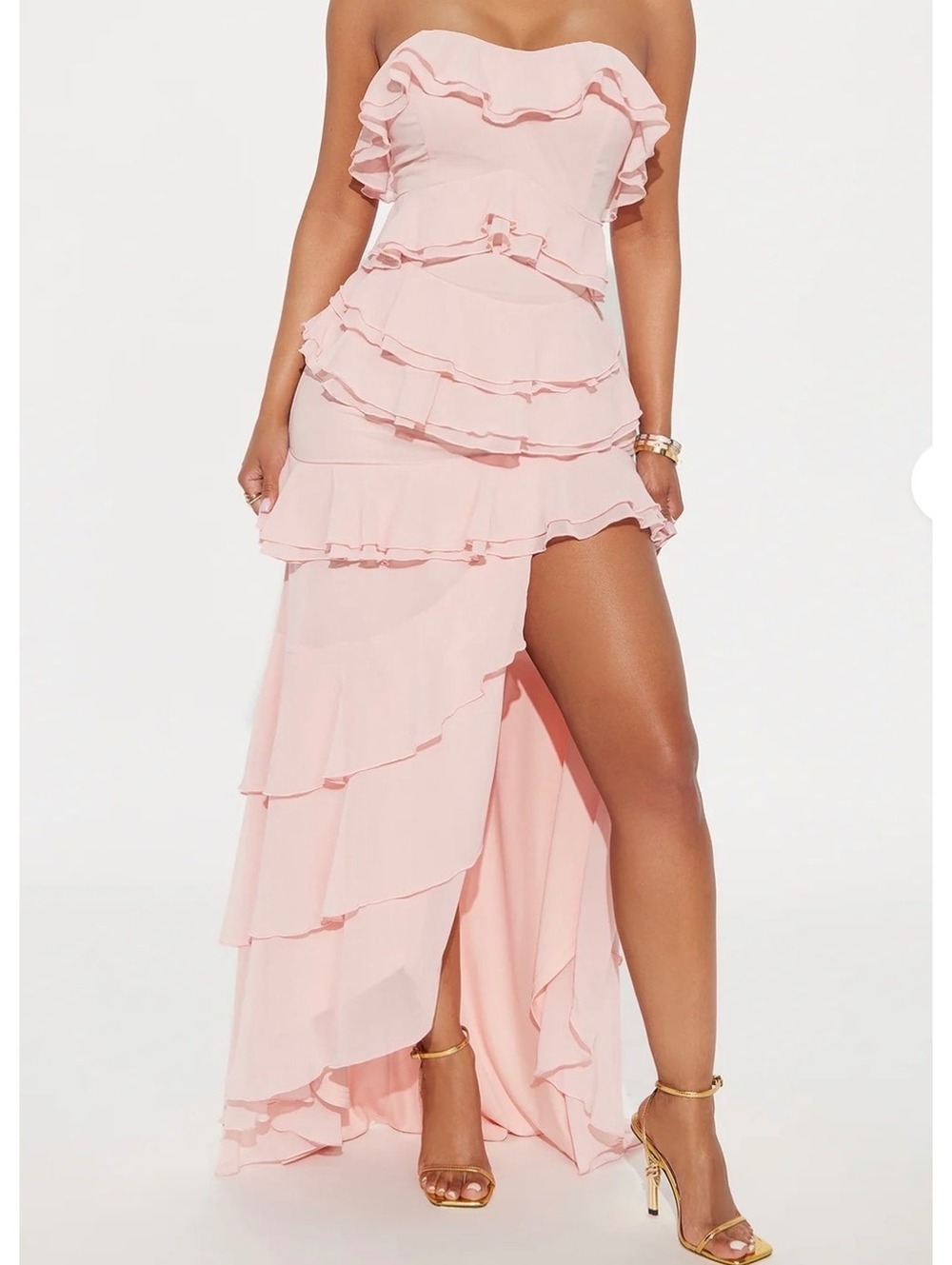 Fashion Nova Jessica Ruffle Chiffon Maxi Dress Mauve NWT Women’s M